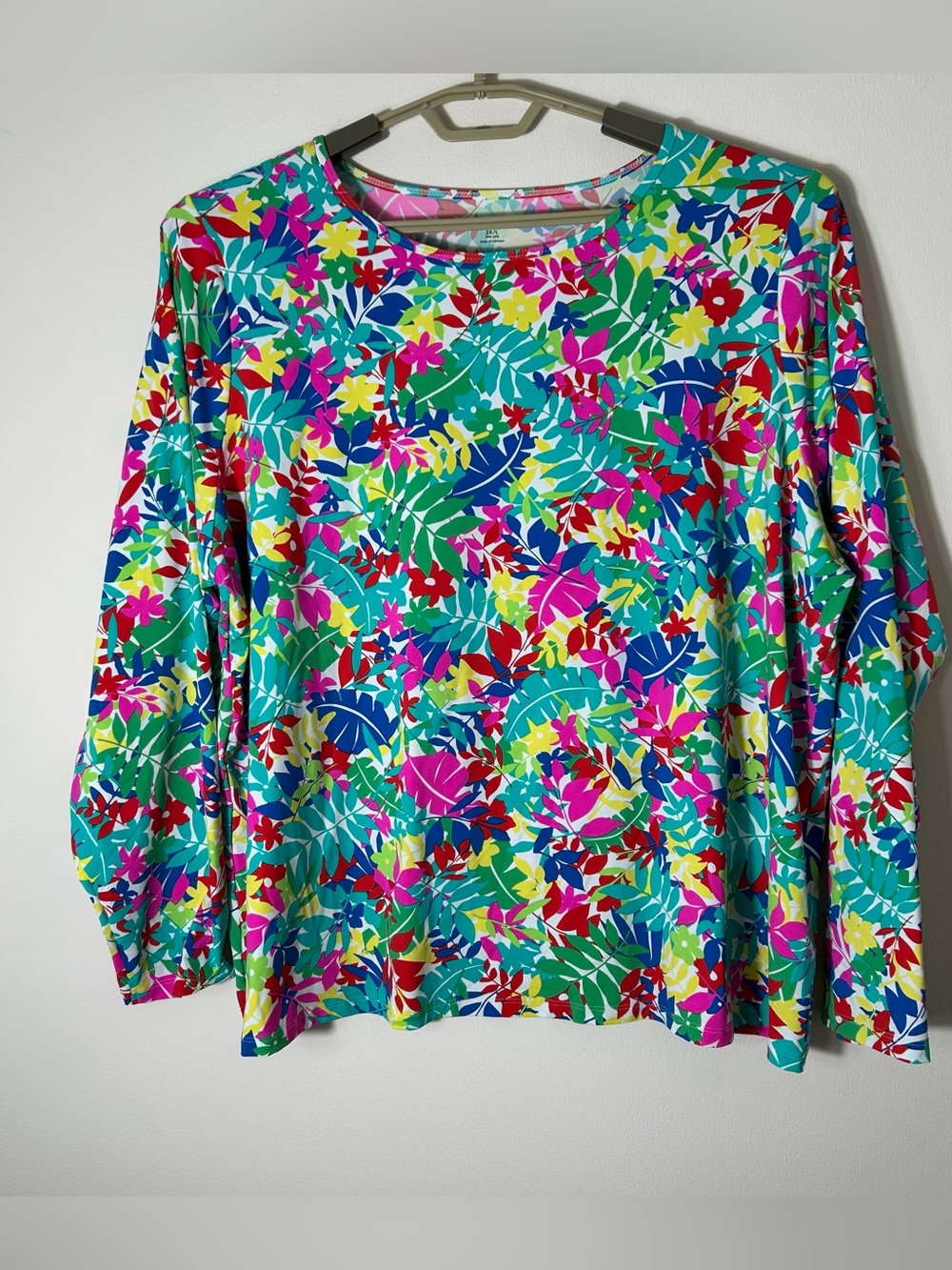 Lands End Rash Guard Top Womens 2X/L Floral Tropical Swim Beach Resort